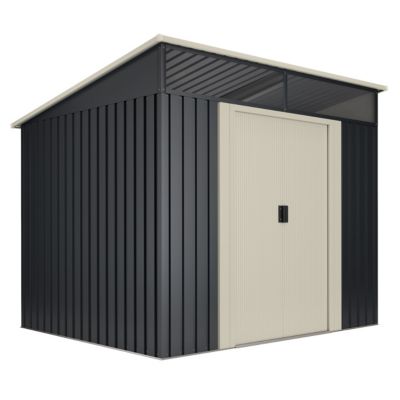 Abri de Jardin Métal 4,6 m² Stark avec fenêtre - Porte coulissante double - Toit plat