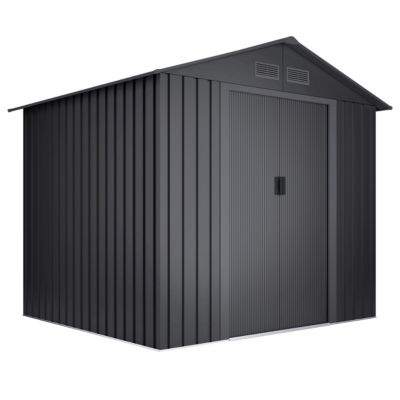 Abri de Jardin Métal 5,27m² Light Anthracite - Porte coulissante double - Grilles de ventilation - Gris - Cabane extérieur