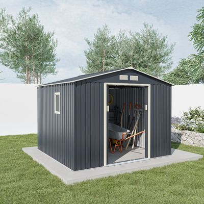 Abri de jardin métal 7,06m² anthracite avec fenêtre et kit d'ancrage - X-Metal