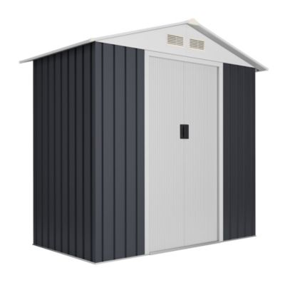 Abri de Jardin Métal Advanced Second 2,1 m² - 158x125x200cm - Porte coulissante double - Grilles de ventilation - Toit à pignon