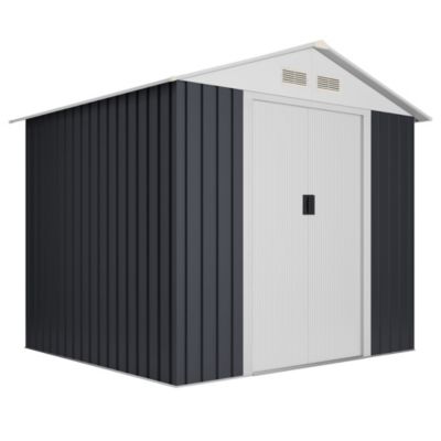 Abri de Jardin Métal Advanced Second 4,1 m² - 158x260x200cm - Porte coulissante double - Grilles de ventilation - Toit à pignon