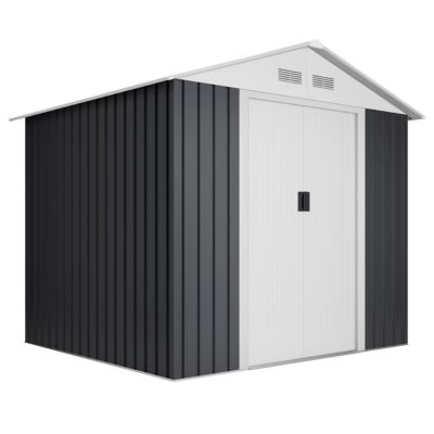 Abri de Jardin Métal Advanced Second 6,6 m² - 158x330x200cm - Porte coulissante double - Grilles de ventilation - Toit à pignon