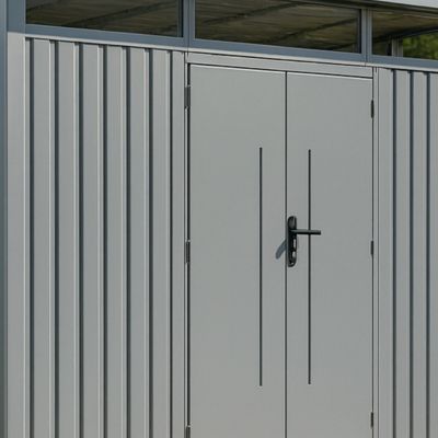 Abri de jardin métal Aluminium Blanc 7.45m² toit plat + kit d'ancrage