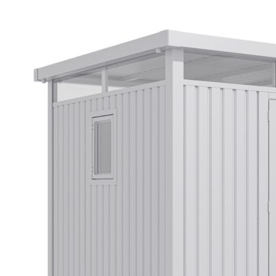 Abri de jardin métal Aluminium Blanc 7.45m² toit plat + kit d'ancrage