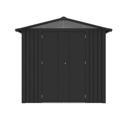 Abri de jardin métal anthracite 4.37 m² + kit d'ancrage