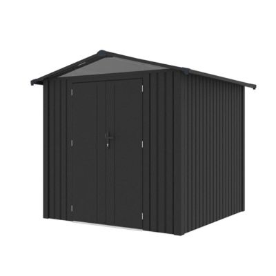 Abri de jardin métal anthracite 4.37 m² + kit d'ancrage