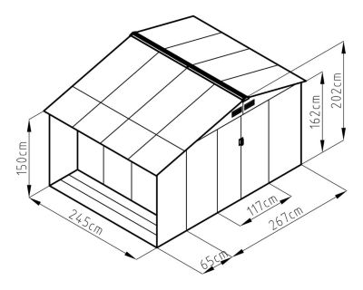 Abri de jardin métal avec bûcher 8,13 m² Trigano + kit d'ancrage