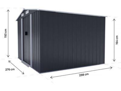 Abri de jardin métal avec porte coulissante "Boston"  8 m²  Gris