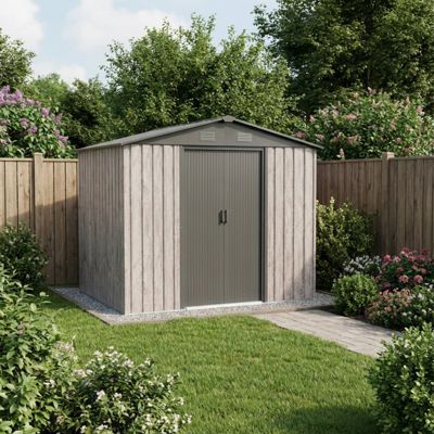 Abri de jardin métal beige 4,1m² avec double porte et kit d'ancrage X-Metal WoodTouch