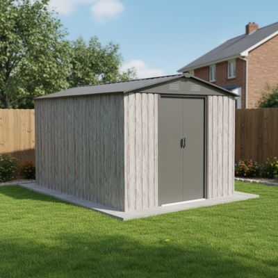 Abri de jardin métal beige 7,15m² avec porte coulissante et kit d'ancrage X-Metal