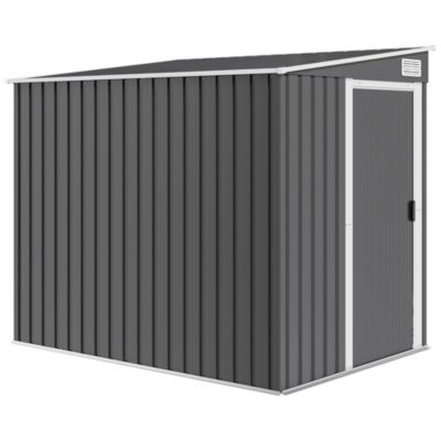 Abri de jardin métal cabanon 2,81 m² dim. 2,06x1,54x1,6/1,81Hm - porte, 2 étagères, 2 crochets, fondation incluse - acier gris