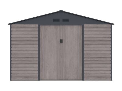 Abri de jardin métal en acier galvanisé effet bois gris 13,12 m² - ADELMO