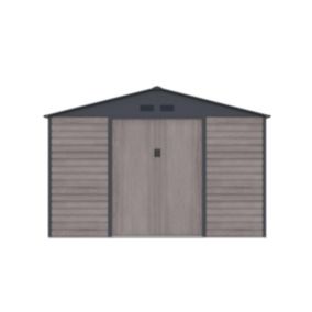 Abri de jardin métal en acier galvanisé effet bois gris 13,12 m² - ADELMO