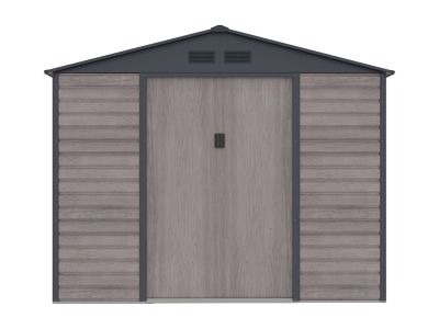 Abri de jardin métal en acier galvanisé effet bois gris 7,17 m² - ADELMO