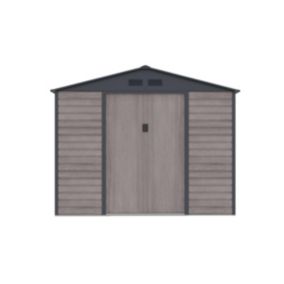 Abri de jardin métal en acier galvanisé effet bois gris 7,17 m² - ADELMO