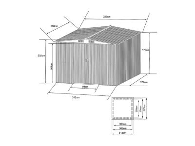Abri de jardin métal en acier galvanisé gris 12,5 m² - MANSO