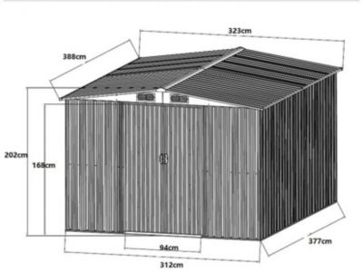 Abri de jardin métal en acier galvanisé gris 12,5 m² - MANSO