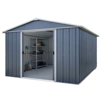Abri de jardin métal gris 11,03 m2 Yardmaster + kit d'ancrage