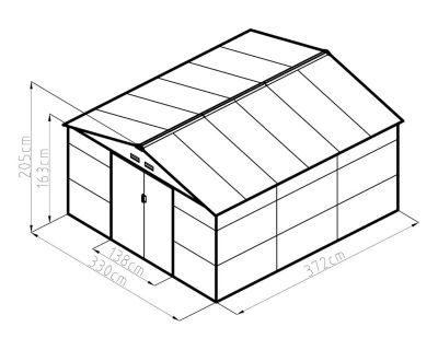 Abri de jardin métal gris 12,27 m2 + kit d'ancrage