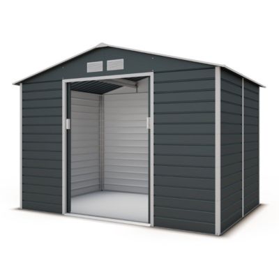 Abri de jardin métal gris 4,83 m2 + kit d'ancrage