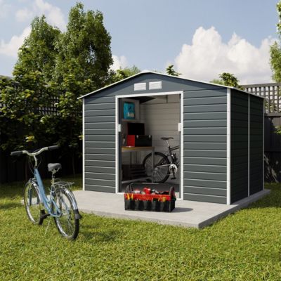 Abri de jardin métal gris 4,83 m2 + kit d'ancrage