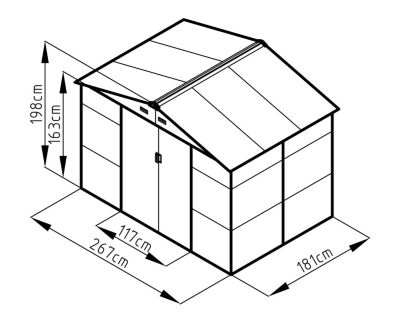 Abri de jardin métal gris 4,83 m2 + kit d'ancrage