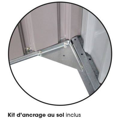 Abri de jardin métal gris 4,83 m2 + kit d'ancrage