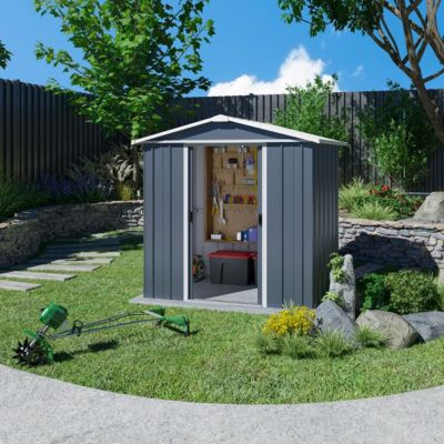 Abri de jardin métal gris anthracite 2,33 m2 Yardmaster + kit d'ancrage