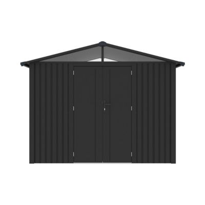 Abri de jardin métal gris anthracite 5.71 m² + kit d'ancrage