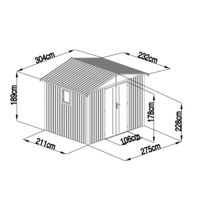 Abri de jardin métal gris anthracite 5.71 m² + kit d'ancrage