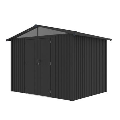 Abri de jardin métal gris anthracite 5.71 m² + kit d'ancrage