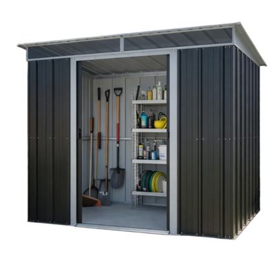 Abri de jardin métal gris Yardmaster 3,30 m² + kit d'ancrage