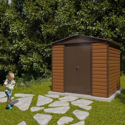 Abri de jardin métal imitation bois 4,20 m2 Yardmaster + kit d'ancrage