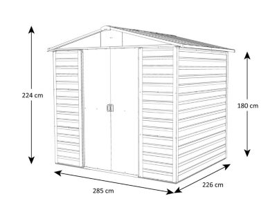 Abri de jardin métal imitation bois 6,44 m2 Yardmaster + kit d'ancrage