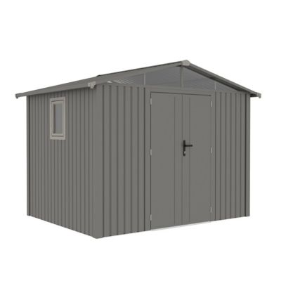 Abri de jardin métal taupe 5.71 m² + kit d'ancrage