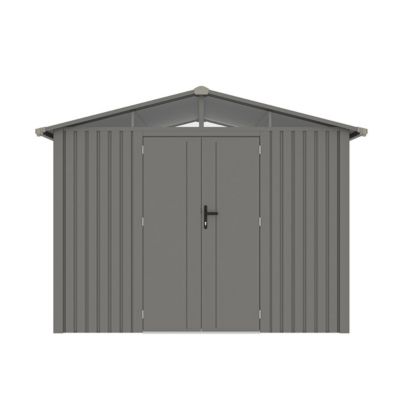 Abri de jardin métal taupe 5.71 m² + kit d'ancrage