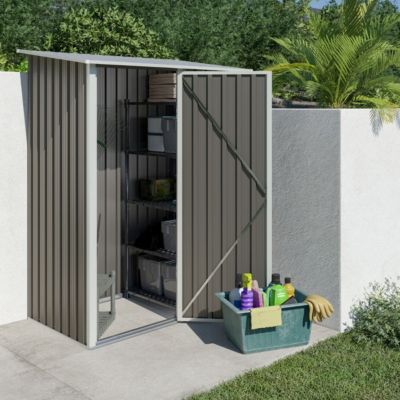 Abri de jardin métal toit plat 1,04 m2 Trigano + kit d'ancrage