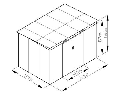 Abri de jardin métal toit plat 4,29 m2 Trigano + kit d'ancrage