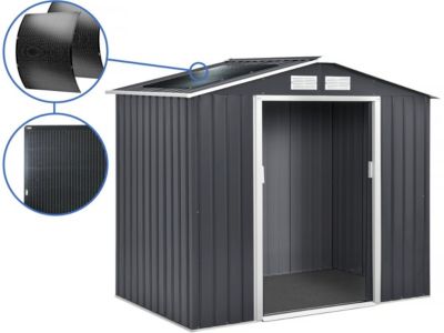 Abri de jardin métal  "Vegas"  5.29 m² avec panneaux solaires  Gris