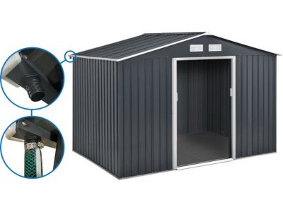 Abri de jardin métal  "Vegas"  7,06 m² avec gouttière  Gris
