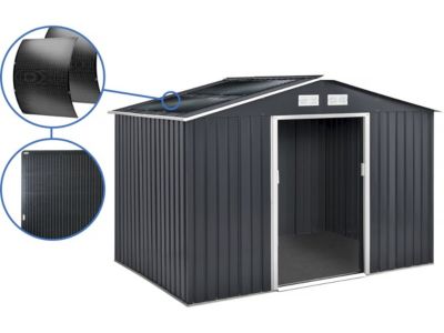 Abri de jardin métal  "Vegas"  7.06 m² avec panneaux solaires  Gris