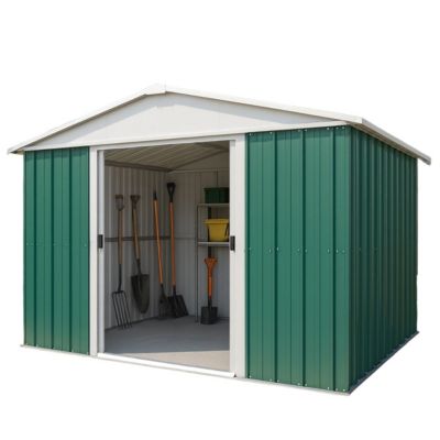 Abri de jardin métal vert 11 m2 Yardmaster + kit d'ancrage