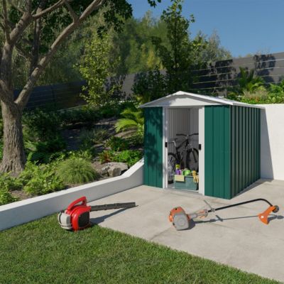 Abri de jardin métal vert 3,8 m2 Yardmaster + kit d'ancrage
