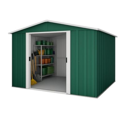 Abri de jardin métal vert 6,4 m2 Yardmaster + kit d'ancrage