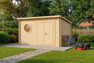 Abri de jardin Maria-Rondo 44 B Alpholz, 4x32m dim ext (cas échéant incl débord de toit) naturel, 44mm, 12,8m² superficie totale