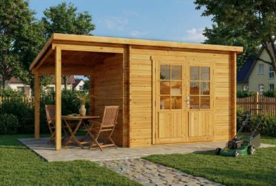 Abri de jardin Maria toit en pente Alpholz, 45x27m dim ext (cas échéant incl débord de toit) imprégné, 28mm, 12,2m² superficie tot