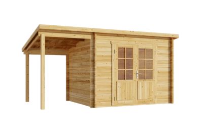 Abri de jardin Maria toit en pente Alpholz, 45x27m dim ext (cas échéant incl débord de toit) naturel, 28mm, 12,2m² superficie tota