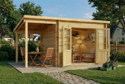 Abri de jardin Maria toit en pente Alpholz, 45x27m dim ext (cas échéant incl débord de toit) naturel, 28mm, 12,2m² superficie tota