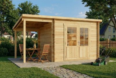 Abri de jardin Maria toit en pente Alpholz, 45x27m dim ext (cas échéant incl débord de toit) naturel, 28mm, 12,2m² superficie tota