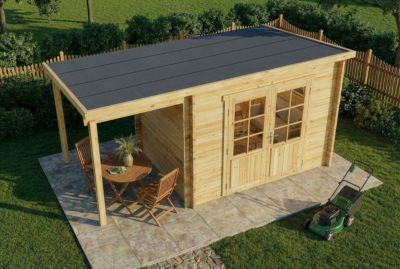 Abri de jardin Maria toit en pente Alpholz, 45x27m dim ext (cas échéant incl débord de toit) naturel, 28mm, 12,2m² superficie tota